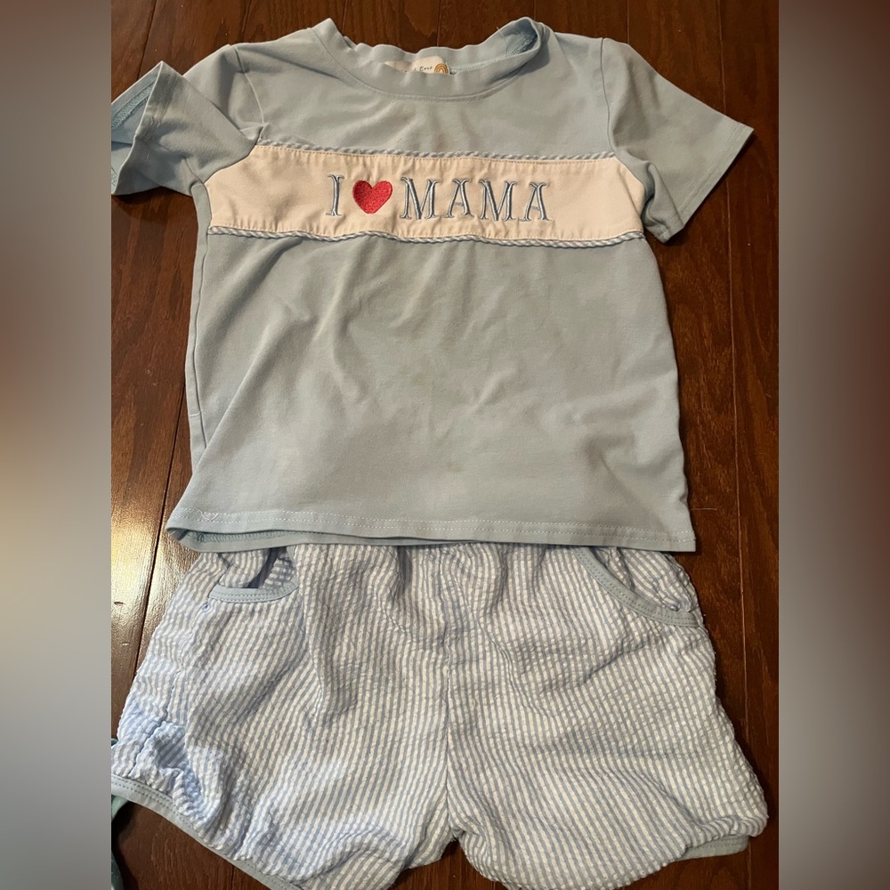 Kids Set - Blue 'I Love Mama' Set